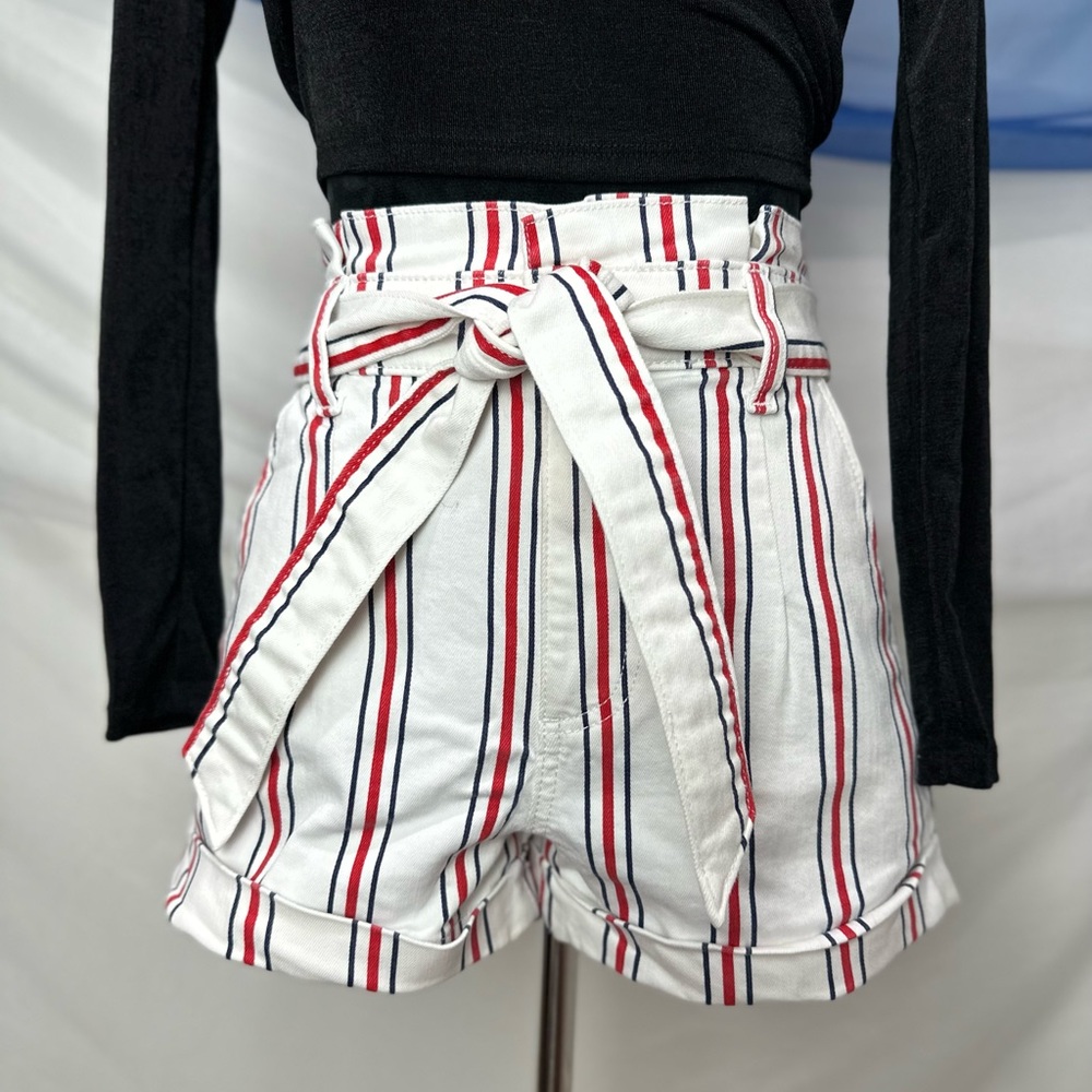 Express size 0 high waisted shorts red, navy blue and white